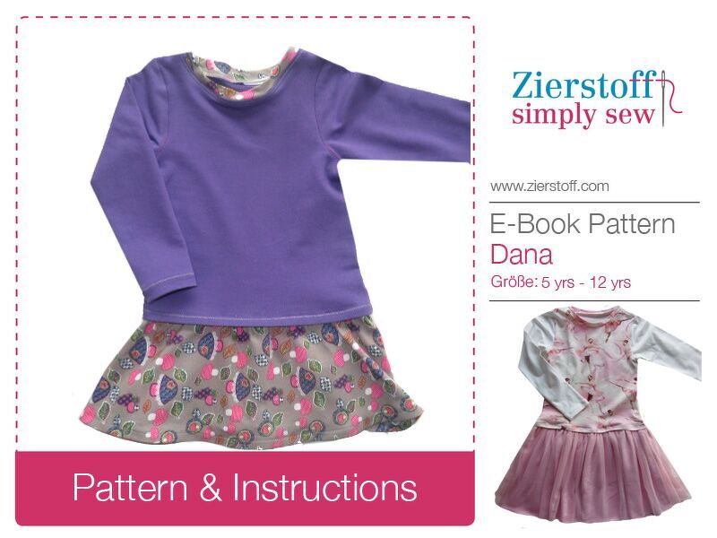DANAs dress, sizes 110-152 / 5-12 yrs. / Instant Download