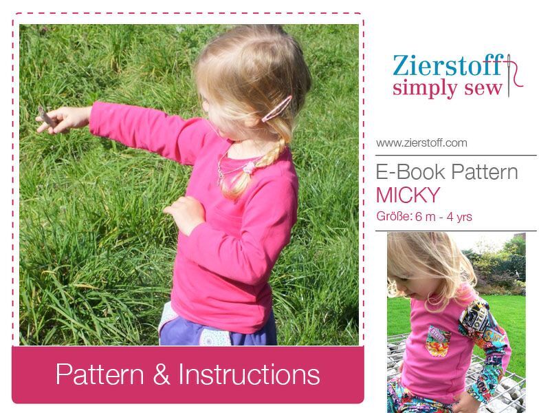 MICKYs slim-fit T-shirt, long or short sleeves &amp; turtleneck , sizes 62-104 / 6 mo. – 4/5 yrs. / Instant Download