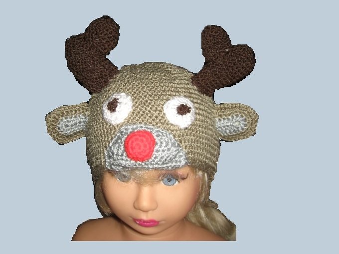 Rudolph, das Rentier mit der Roten Nase, Mütze: - Anleitung für Kopfumfang 46-48 (1 bis 2 Jahre)