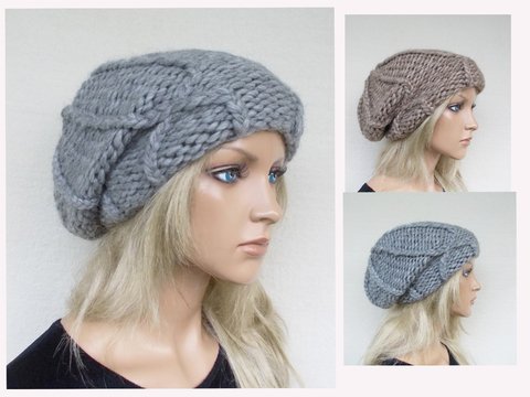 Strickanleitung für slouchy Beanie, Strickmütze LFB444, unisex, one size