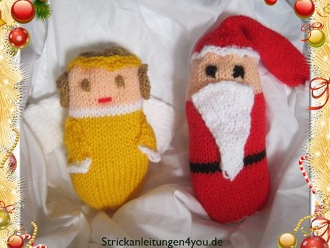 Strickanleitung Engel und Weihnachtsman im Set- 18 cm groß. Auch für Anfänger