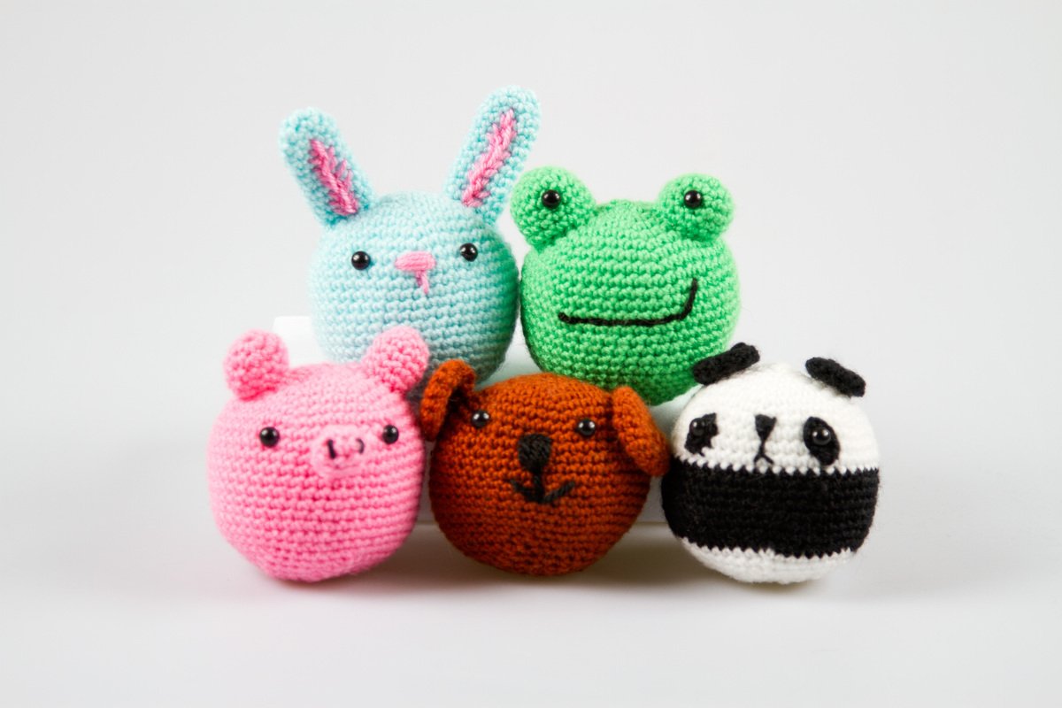 Amigurumi Puppen Panda Hase Frosch Schwein Bärchen Spielzeuge Häkelanleitung