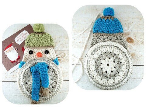 Häkelanleitung Winterspatz, Geschenktasche