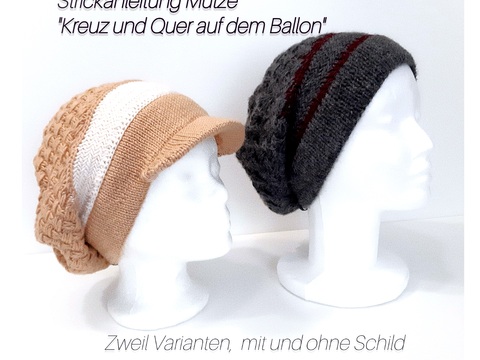 Strickanleitung Mütze "Kreuz und Quer auf dem Ballon" in 2 Varianten