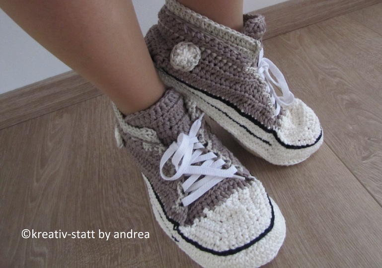 Turnschuhe Lagenlook, Gr. 34-43, Häkelanleitung