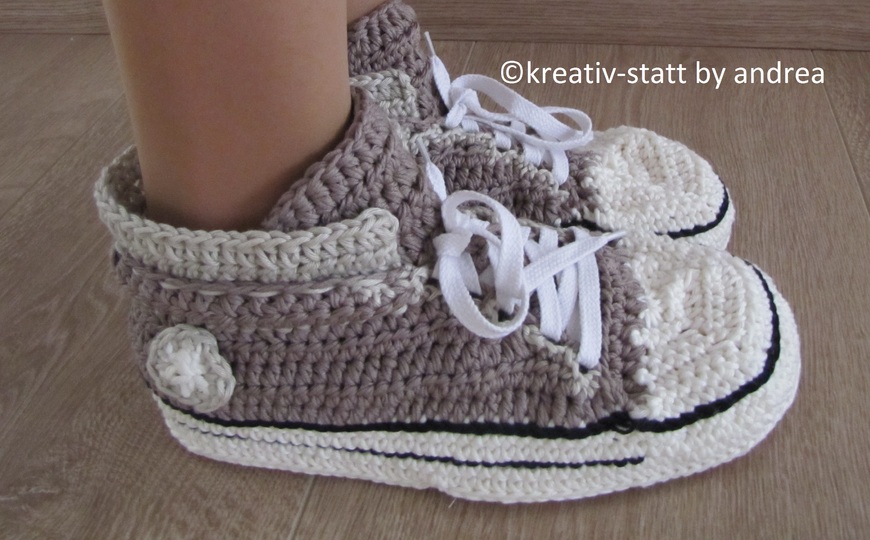 Turnschuhe Lagenlook, Gr. 34-43, Häkelanleitung