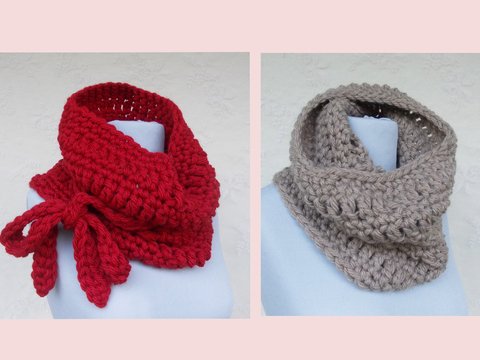 Häkel-Loop, Häkelschal mit Häkelband, one size, slouchy Rundschal, scarf, unisex, LFHL422