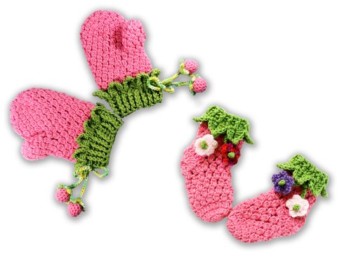 Spar-Set 2 in 1: Socken & Handschuhe "Himbeere" Gr. 50-134