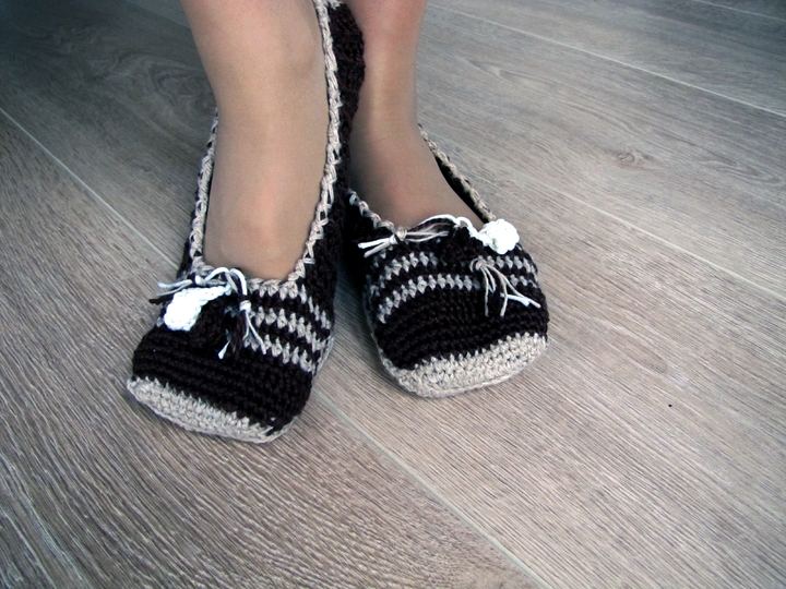 Ballerinas mit Pommel, Gr. 22-47, Häkelanleitung