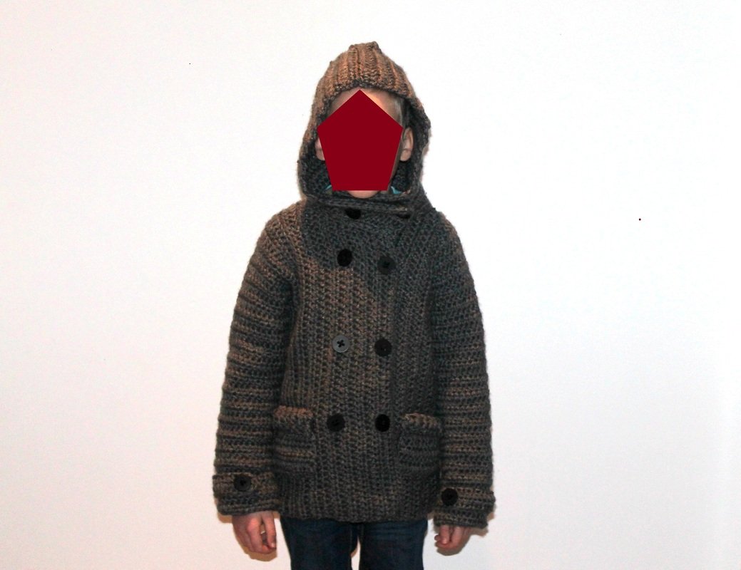 crochet pattern childrens jacket in 5 different sizes