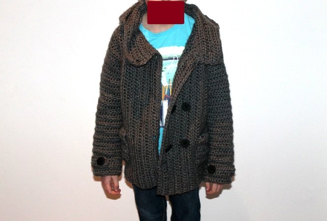 crochet pattern childrens jacket in 5 different sizes