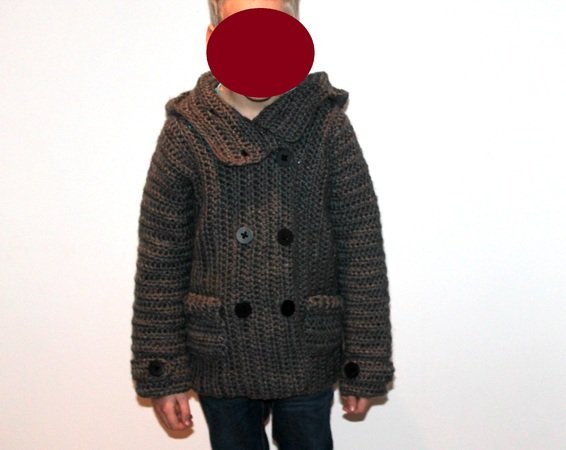 crochet pattern childrens jacket in 5 different sizes
