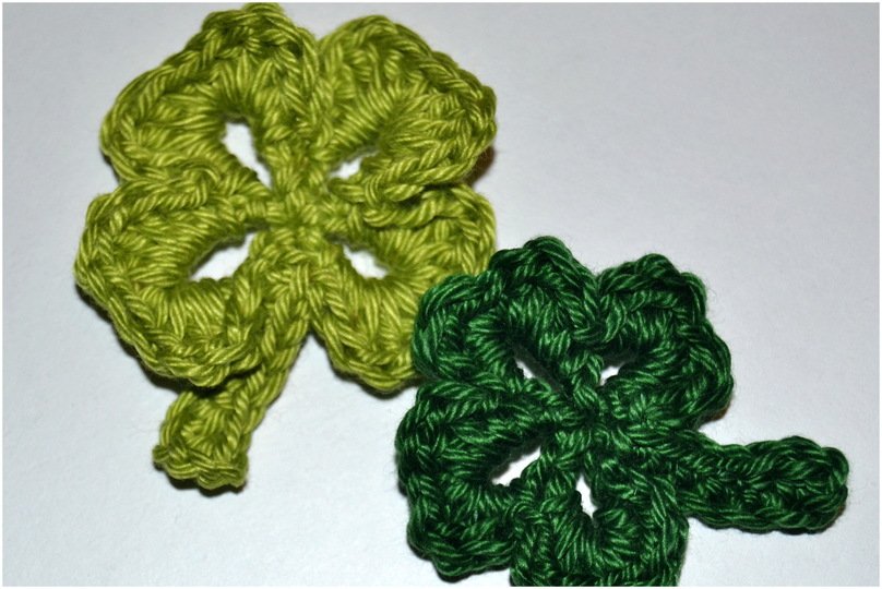 - HAPPINESS - "Viel Glück Tasche" mit Kleeblättern Applikation, Kosmetiktasche, Portmonee häkeln