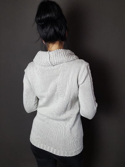 30 Strickanleitung Pullover Zopfmuster XXL Kragen 100% Baumwolle