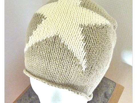 Baumwollbeanie mit Stern, Strickanleitung