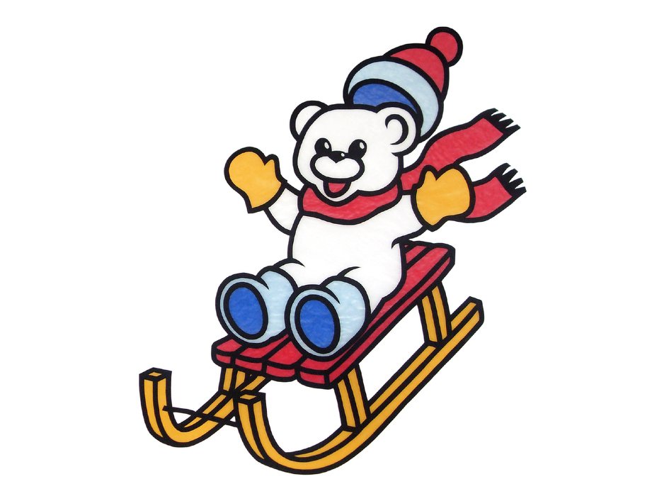 Fensterbild – Schlittenfahrt – Bastelvorlagen mit Anleitung