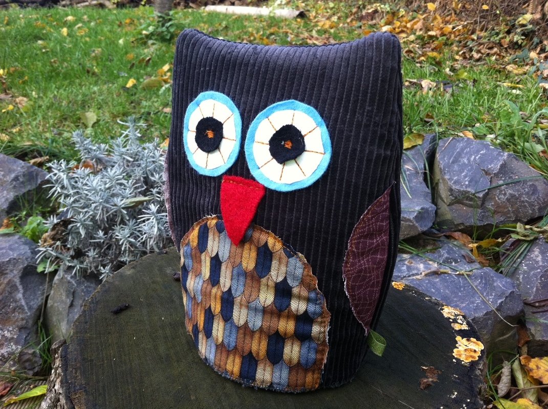 Nähanleitung und Schnittmuster Kissen Eule