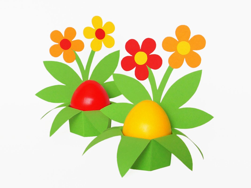 Eierbecher mit Blumen – Bastelanleitung und Vorlagen