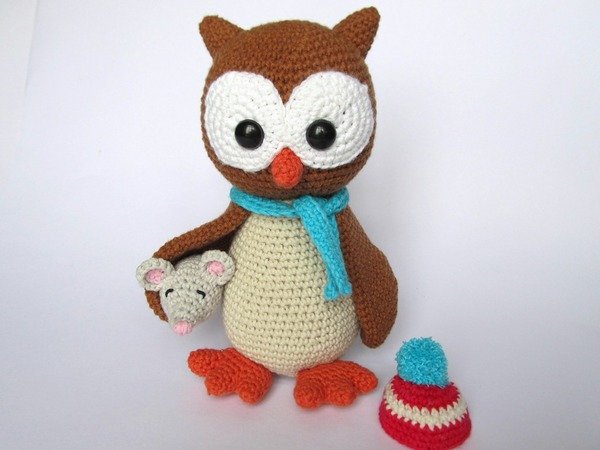 Owl Helga with Mouse Amigurumi Crochet Pattern