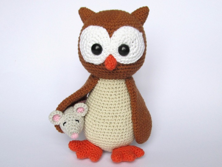 Owl Helga with Mouse Amigurumi Crochet Pattern