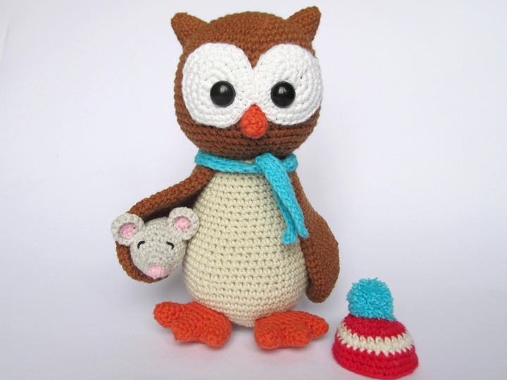 Owl Helga with Mouse Amigurumi Crochet Pattern