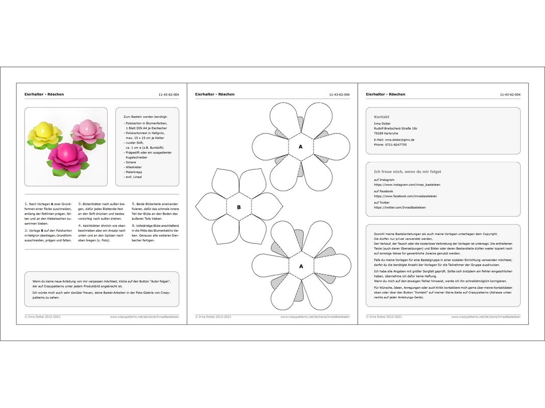 Eierhalter – Röschen – Bastelvorlagen und Anleitung - Bild 3