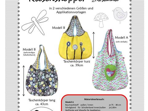 Nähanleitung und Schnittmuster, E-Book, Tasche, Shopper Rosannna