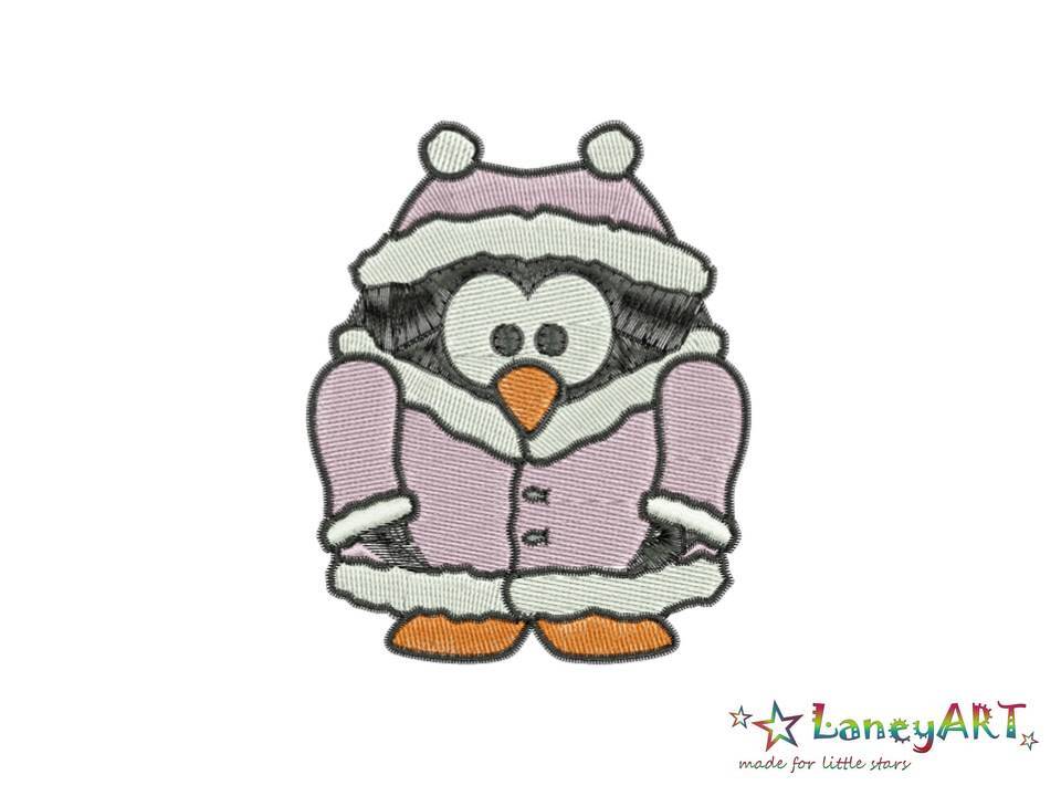 Stickdatei "Pinguinfrau / Pinguin Winter" Pes Format (Deco, Brother, Babylock)