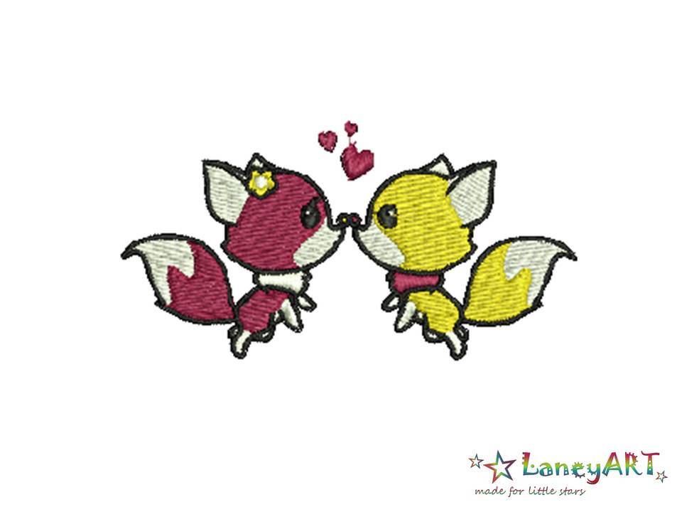 Stickdatei "Fuchsliebe - Füchse" Pes Format (Deco, Brother, Babylock)