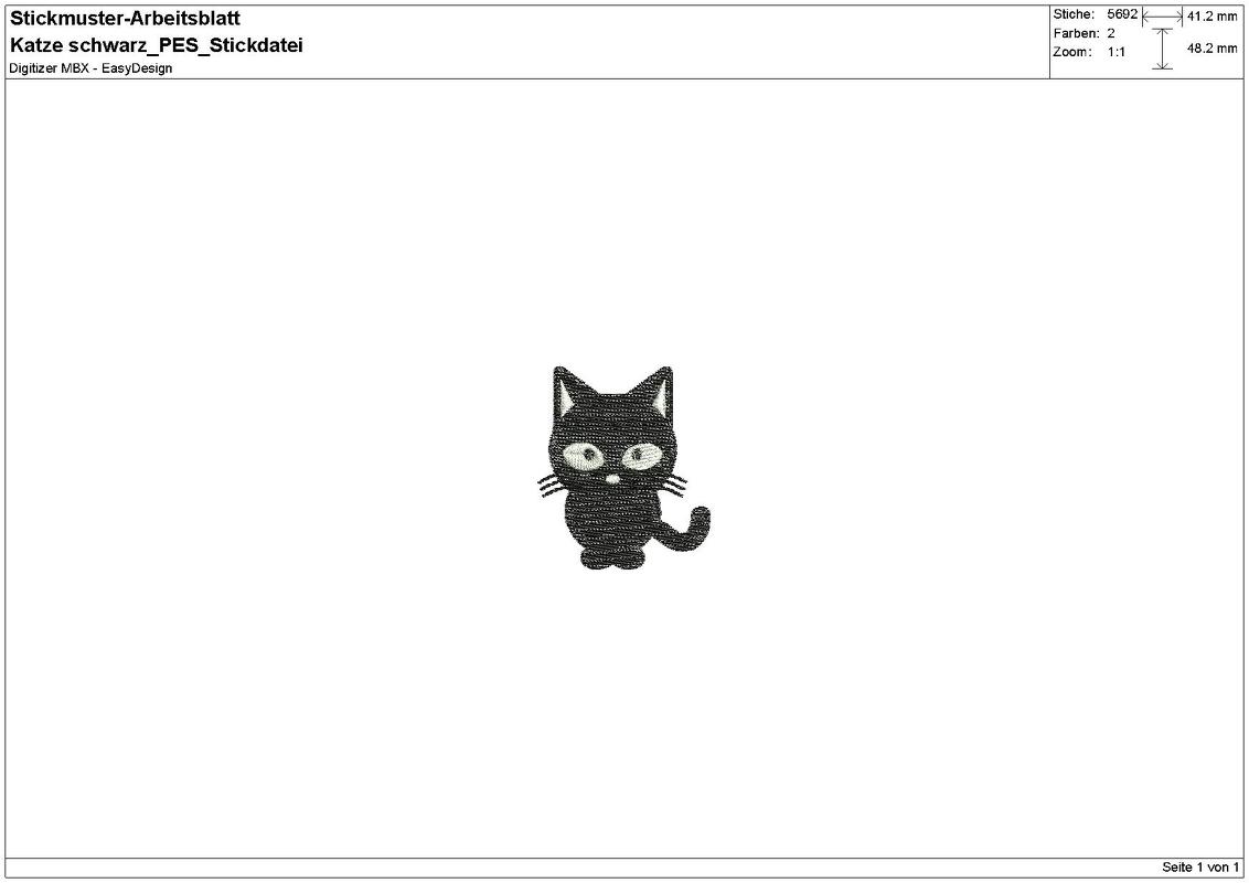 Stickdatei "Katze" Pes Format (Deco, Brother, Babylock) - Bild 2