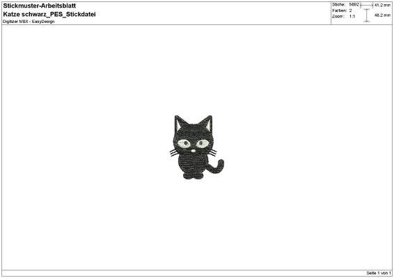 Stickdatei "Katze" Pes Format (Deco, Brother, Babylock) - Bild 2