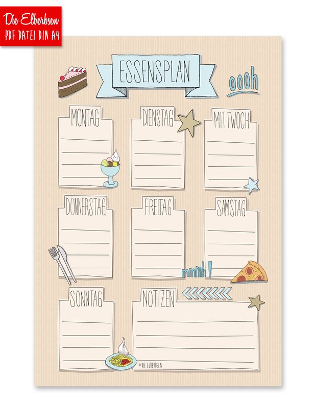 Essensplan Foodplaner Zum Ausdrucken Beige Pdf Datei Digital Fotos Und Abbildungen