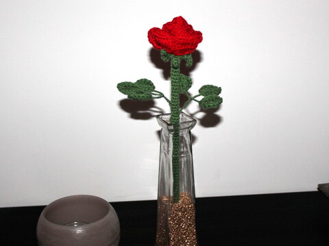 Crochet a Rose – Long-Stemmed with Leaves on Wire (EN & DE)
