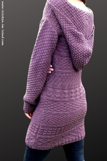 Knitting Pattern for Hooded Sweater / Dress | Relief Dress CARPE DIEM
