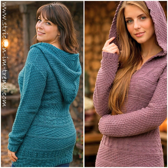 Strickanleitung für Pullover / Kleid mit Kapuze | Reliefkleid CARPE DIEM