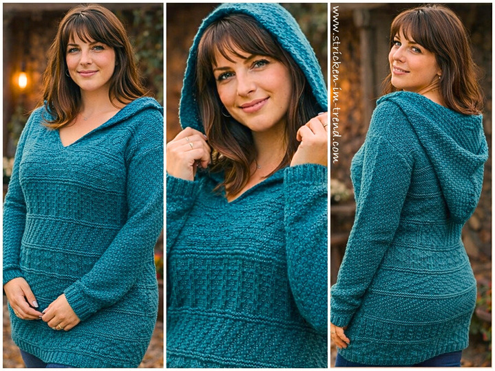 Strickanleitung für Pullover / Kleid mit Kapuze | Reliefkleid CARPE DIEM