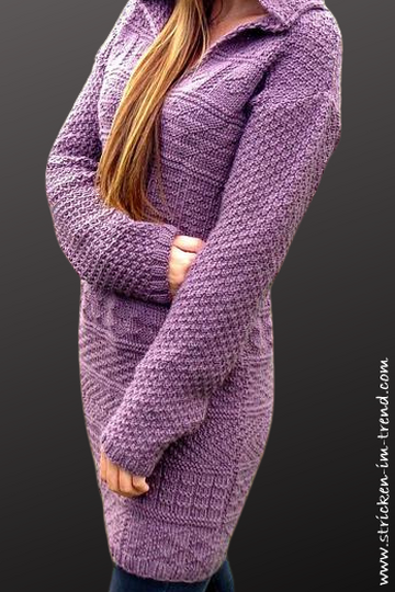 Strickanleitung für Pullover / Kleid mit Kapuze | Reliefkleid CARPE DIEM