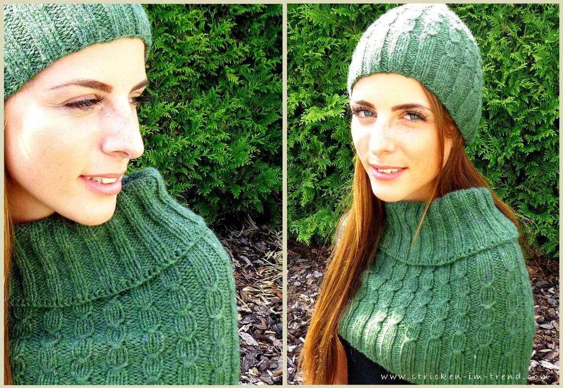 Strickanleitung für Haube und Loop | Haube#Loop#Duo GreenLeaves 
