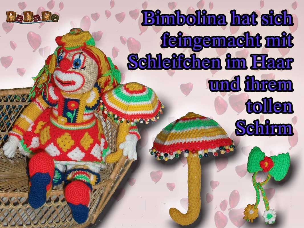 der Clown Bimbino und Bimbolina, feiern Valentin - gehäkelt von Dadade - Bild 3