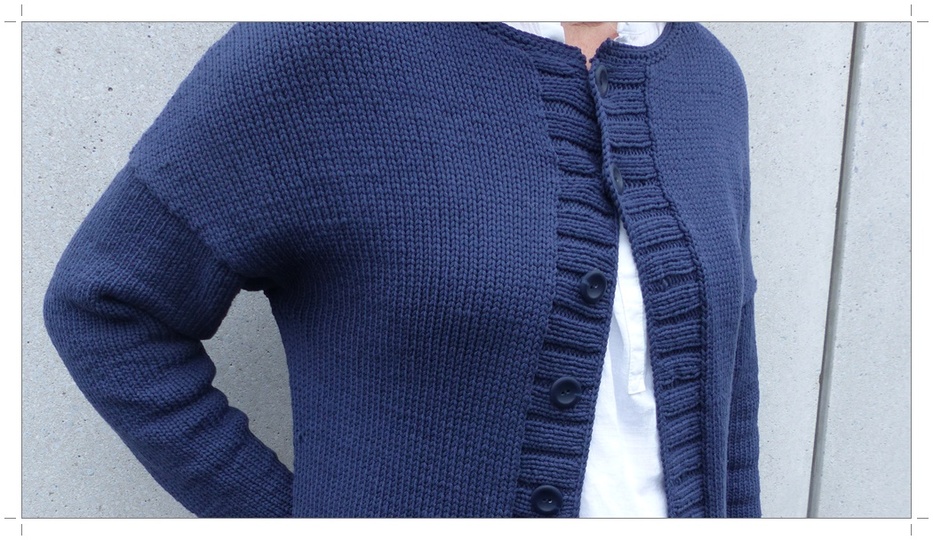 Strickjacke mit geräumigen Taschen,  Strickanleitung Größe S - L