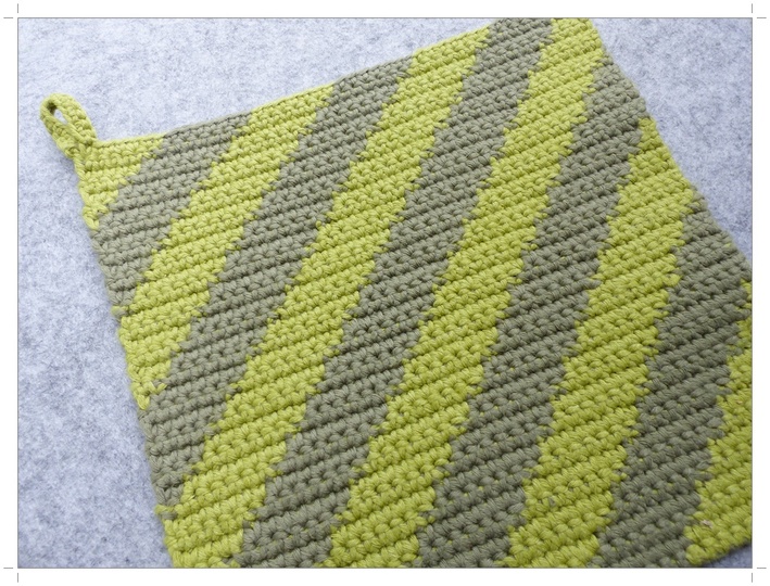 Topflappen mit Querstreifen, Häkelanleitung