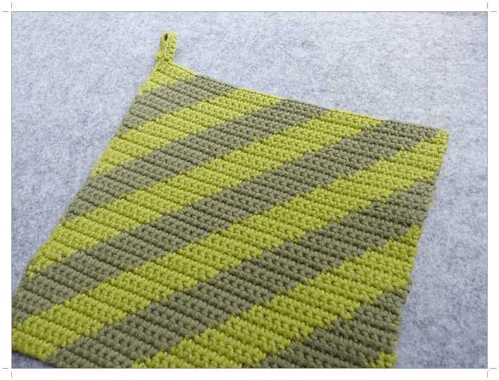 Topflappen mit Querstreifen, Häkelanleitung