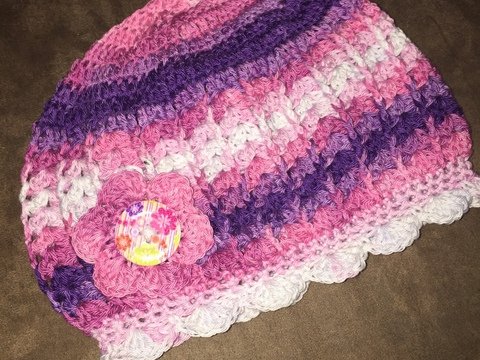 Häkelanleitung süße Baby-/Kindermütze mit Blümchen