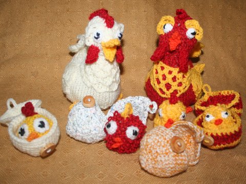 Strick/Häkelanleitung, Huhn mit Küken und Ei, Amigurumi Huhn, Amigurumi Küken