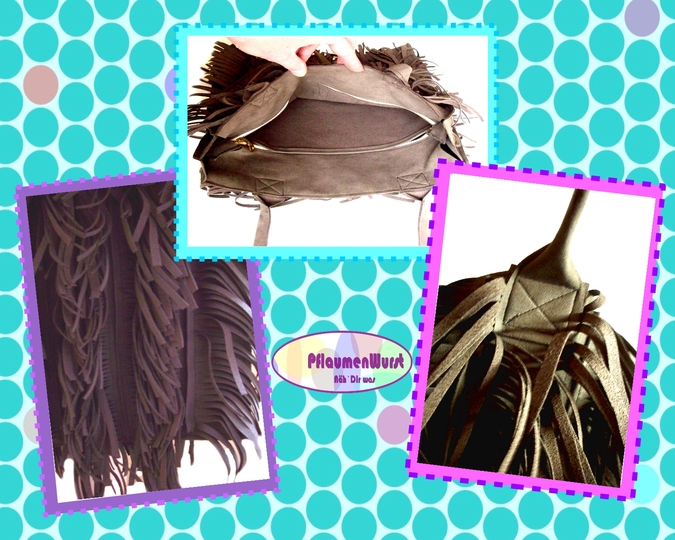 Umhängetasche "Franzi" Bohemian Tasche Fransen Zottel aus Leder Shopper