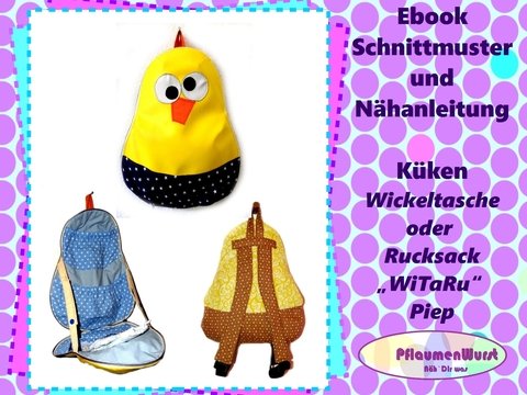 Wickeltasche Küken WiTaRu "Piep" Rucksack Kindergartentasche Beutel Kindertasche