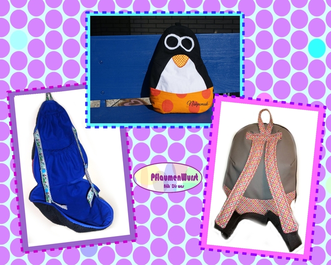 Wickeltasche Pinguin WiTaRu "Pingo" Rucksack Kindergartentasche Beutel Kindertasche