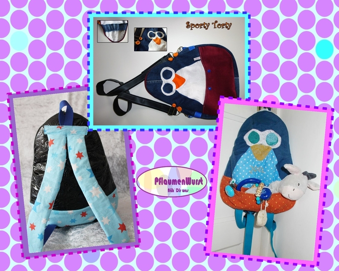 Wickeltasche Pinguin WiTaRu "Pingo" Rucksack Kindergartentasche Beutel Kindertasche