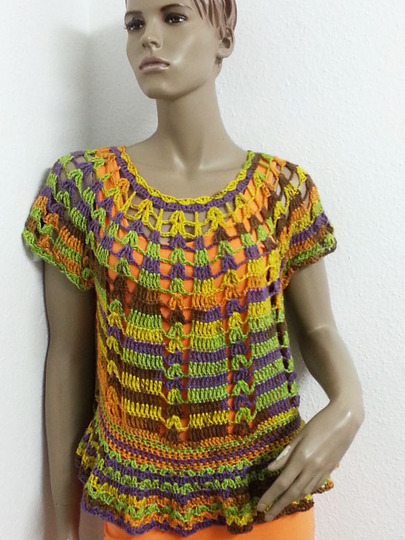 Häkelanleitung Shirt mit Schößchen Größe 36 bis 46