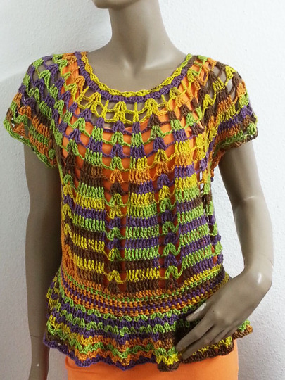 Häkelanleitung Shirt mit Schößchen Größe 36 bis 46